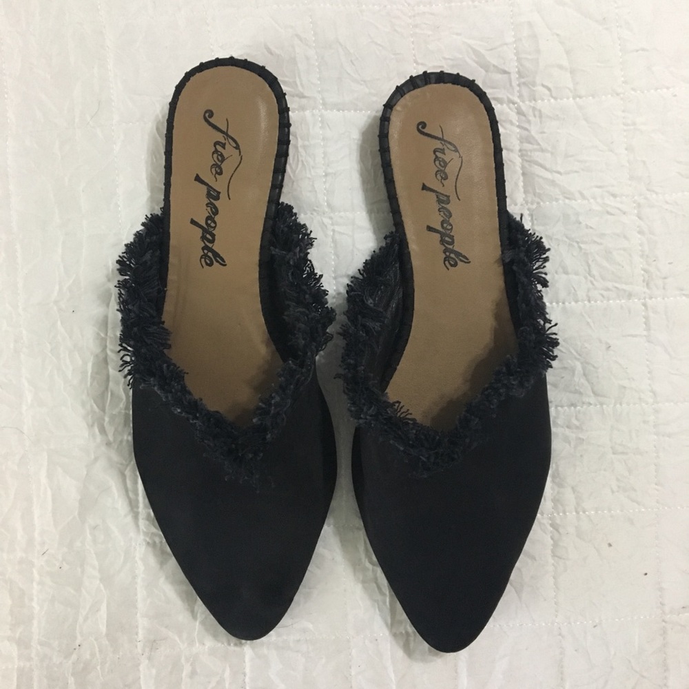 Free People Newport Suede Leather Fringe Mules
